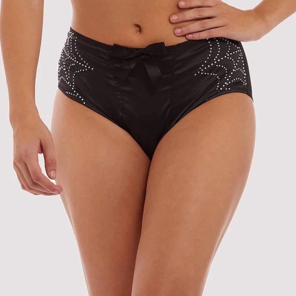 Playful Promises x Bettie Page Spiderweb High Waist Brief Black Panty Sz 14 NWT
